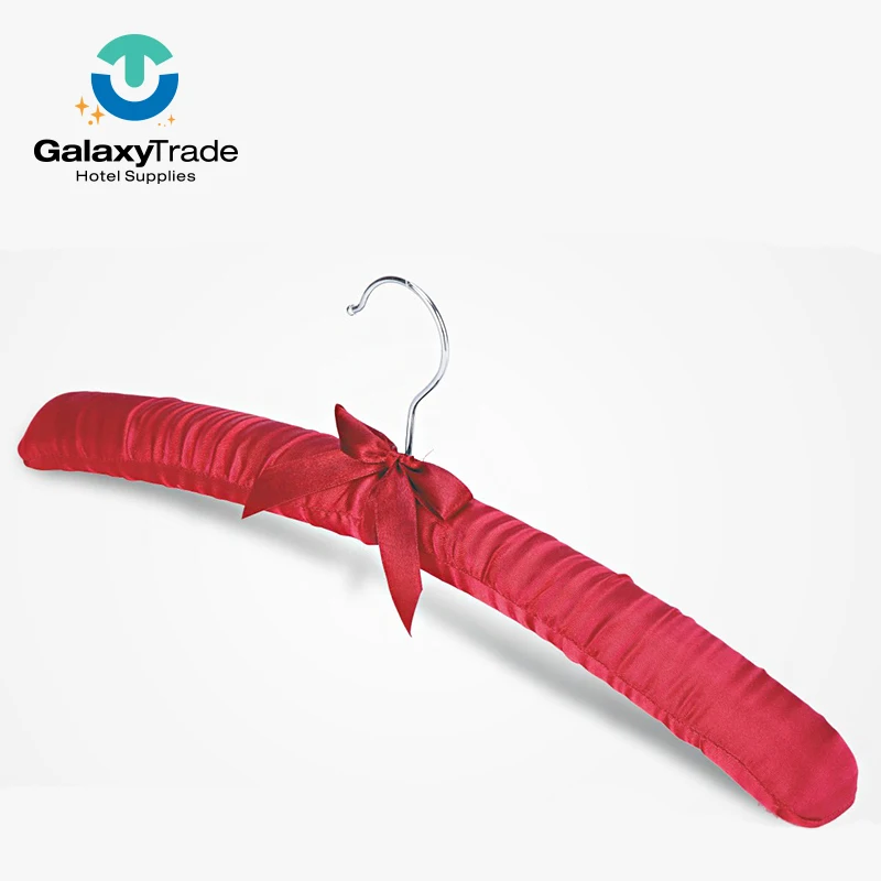 

Gorgeous Bridal Red Satin Padded Coat Clothes Hangers With Golden Hook, Red or customized