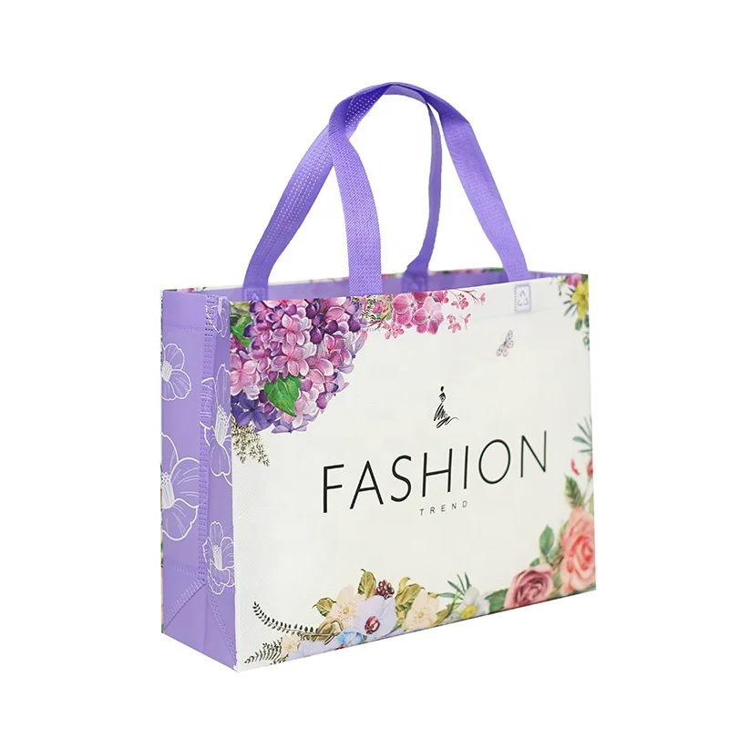 

Floral Beauty laminated bags reusable eco shopping non-woven shoe bag, Red/orange/light purple