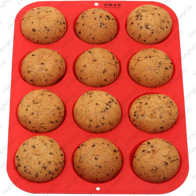 

12 Cups Silicone Muffin Tray - BPA Free Muffin Top Pan - Cupcake Baking Pan, Any color is ok
