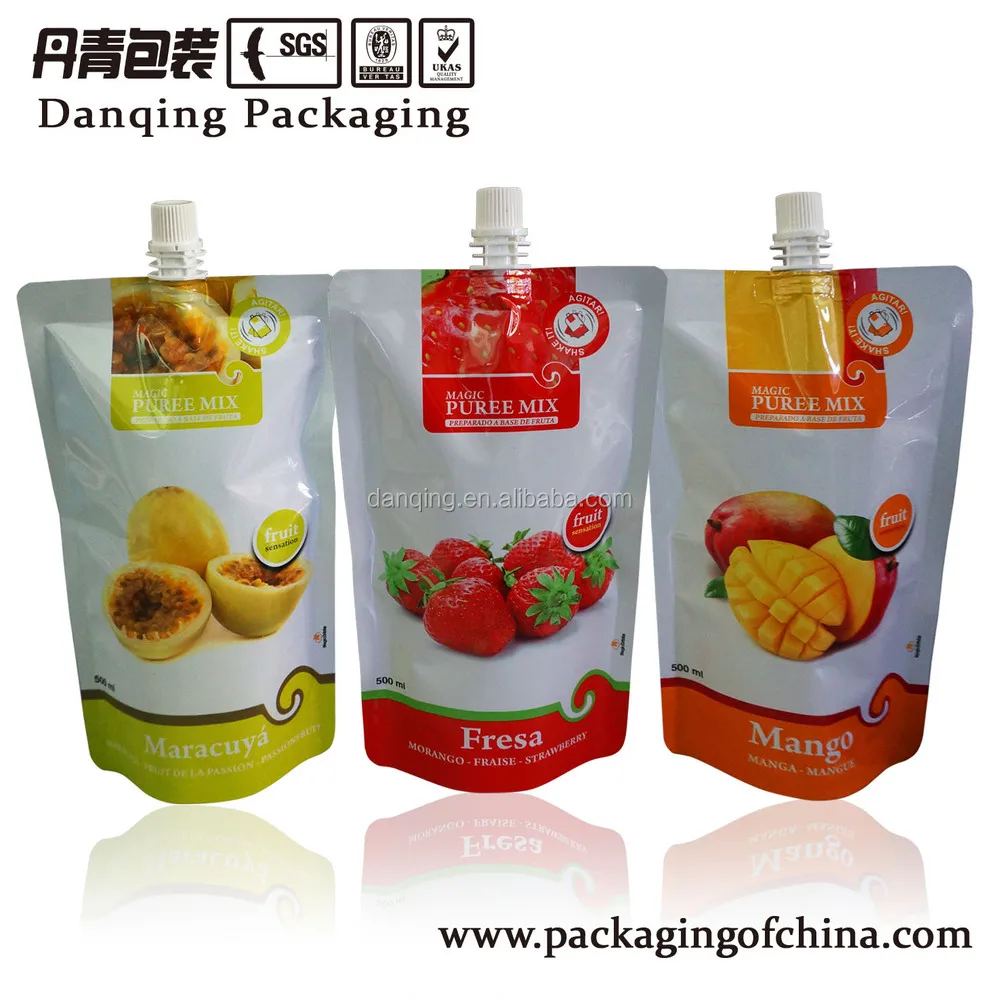 Flexible Packaging Customized Design Plastic Nozzle Spout Pouch For Juice Packaging