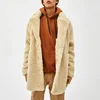 OEM 2019 wholesale faux shearling 100% polyester jacket with side pouch pockets fleece jacket mens sherpa borg jacket