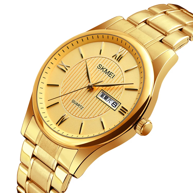 

gold Manufacturer price high quality 2018 case waterproof skmei quartz watch support OEM order free ship NL/US
