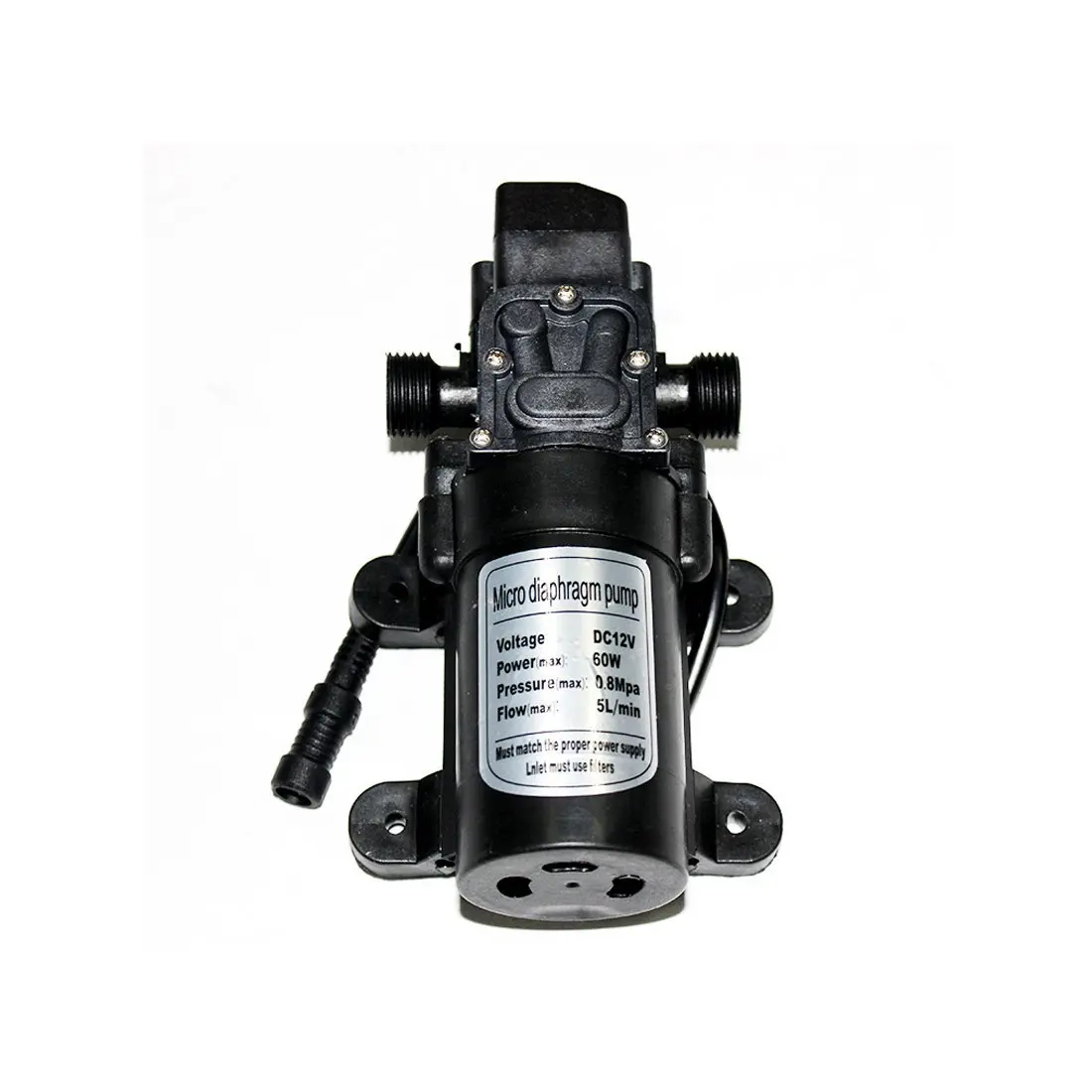 Hylaea 12V 60W 5L/min Self Priming Fine Mist Spray Micro Fresh Water Pressure Diaphragm Pump With 12V DC High Pressure For RV Camper Marine Boat Lawn