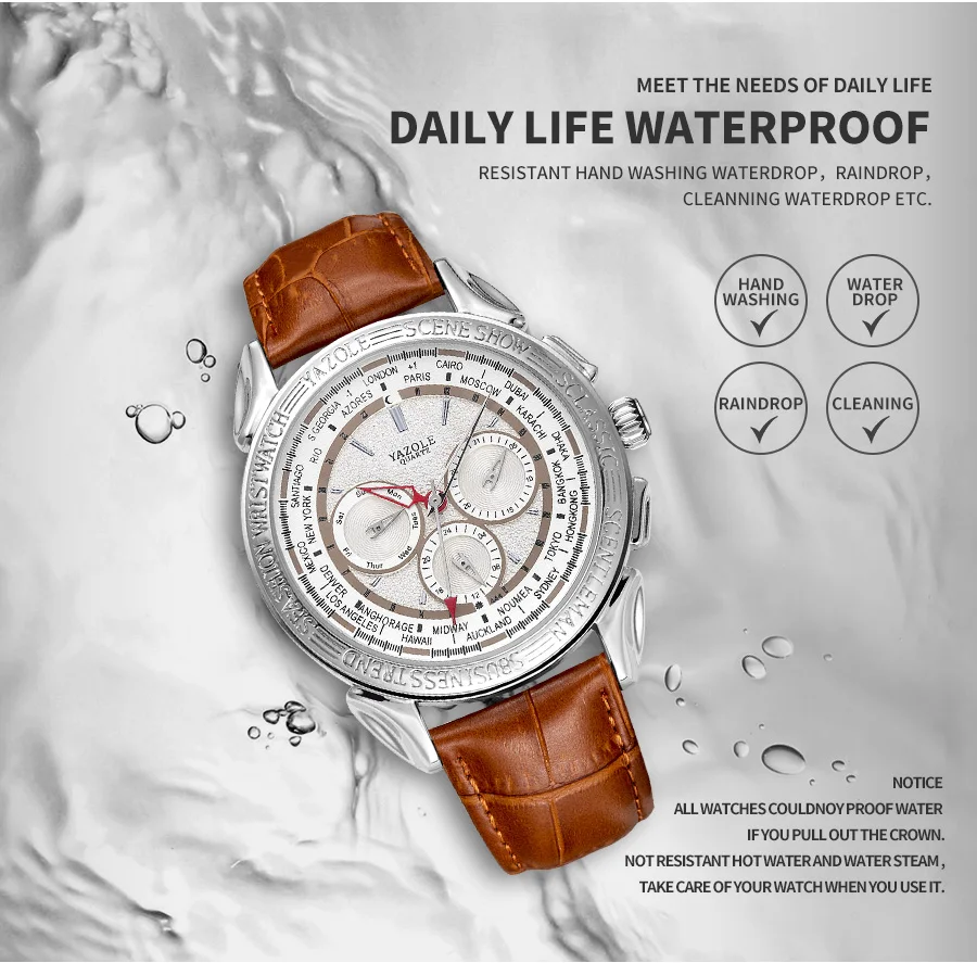 YAZOLE D 444 Custom luxury gold case mens watches with date business quartz watch wholesale wristwatches waterproof relojes