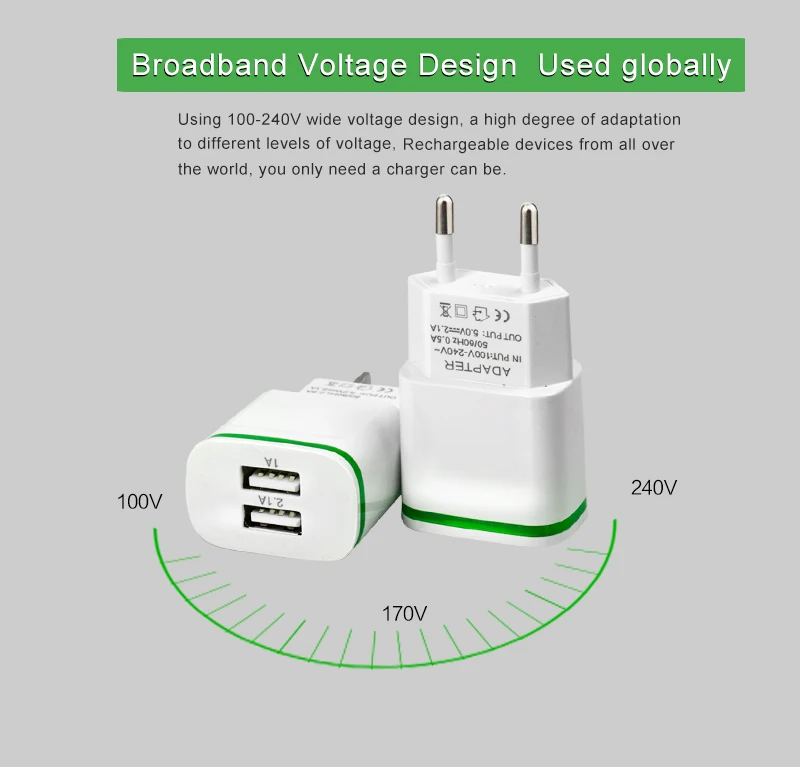 1A 2.1A USB Charger Portatil Android Original Portatil Carregador de Celular Rapido Charger