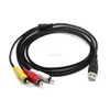 1.5m USB A Male to 3 RCA male Cable Lead Aux Audio Video Adapter Cables For PC/TV/DVD Player