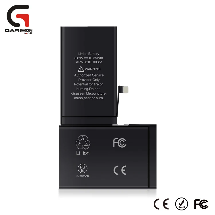 

Mobile Phone Battery Factory High quality Replacement for iphone X Battery 2716mAh with 0 Cycle, Black