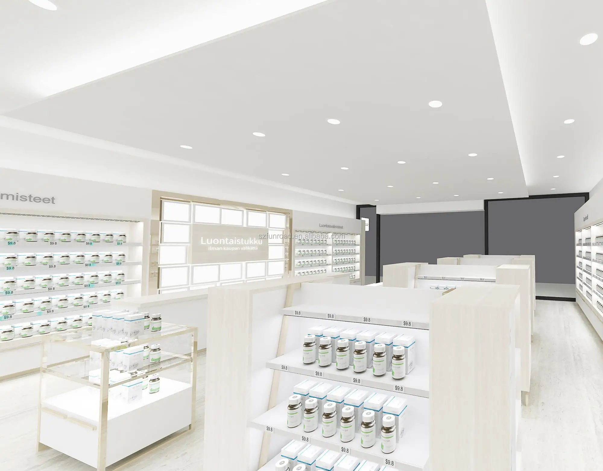 2018 Retail pharmacy shop interior design pharmacy display showcase