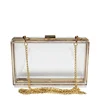 Wholesale Custom Women Lady Fashion Transparent Resin Evening Bag Clear Boxed Purse Crossbody Handbag Acrylic Clutch Bag