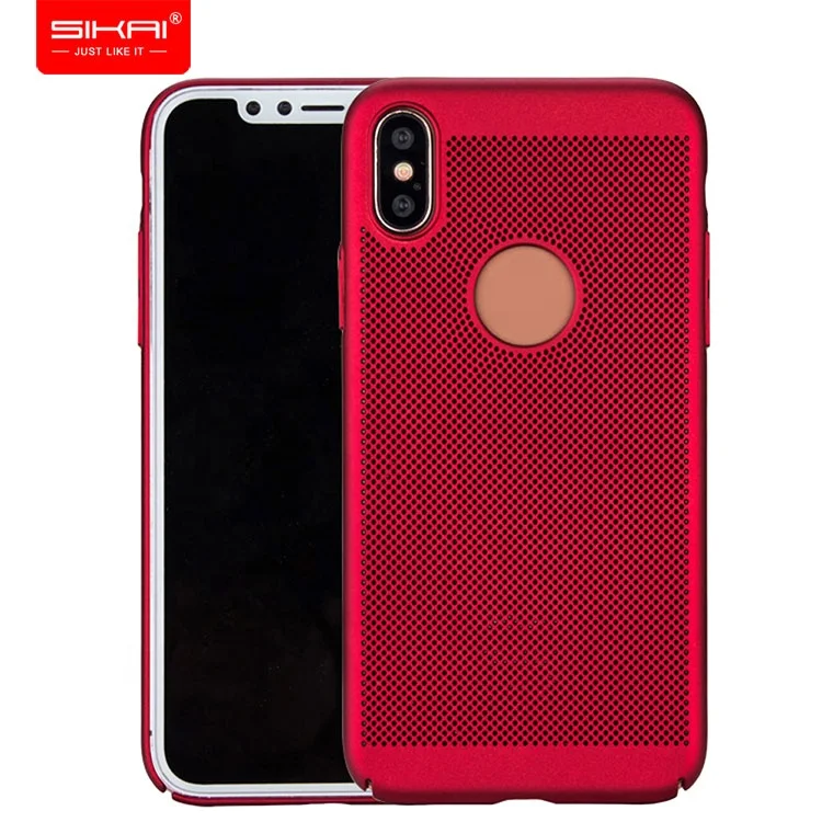 

SIKAI Slim Breathable Cooling Mesh Hard PC TPU Phone Cover Case Full Protective Cell Phone Case for iPhone X, Black;blue;brown;golden;grey