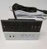 High quality US Recessed mounted 2-way socket 2 USB quick chargers in black/Customized for furniture/tabletop use