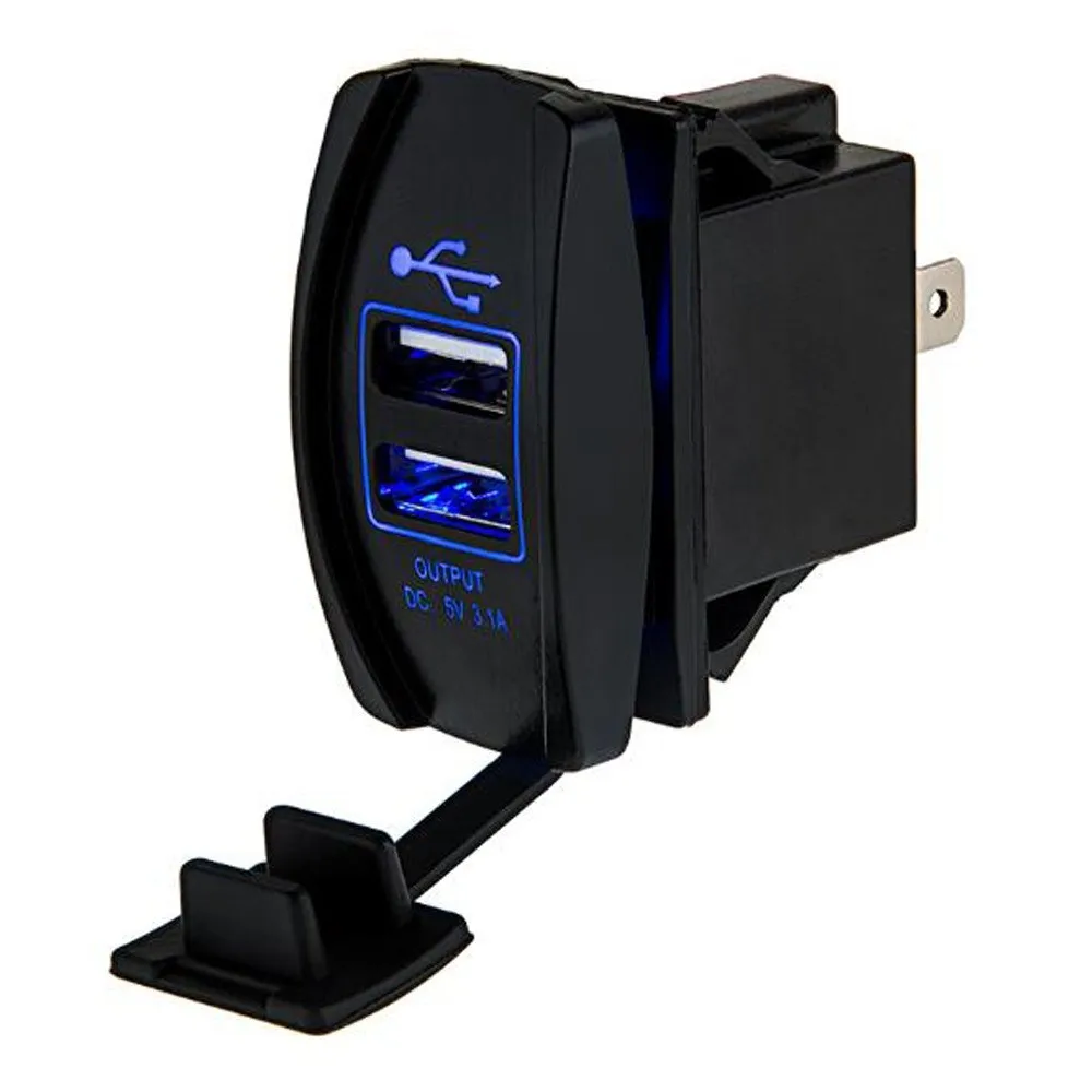 通用双 usb 电源充电器激光摇臂开关 led 灯船 12 v 24 v 3.