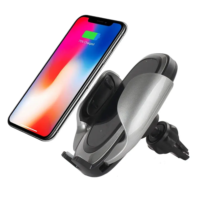 

Unique design qi certified 10w fast wireless car charger universal sticker, airvent, suction stand, Silver;black;blue