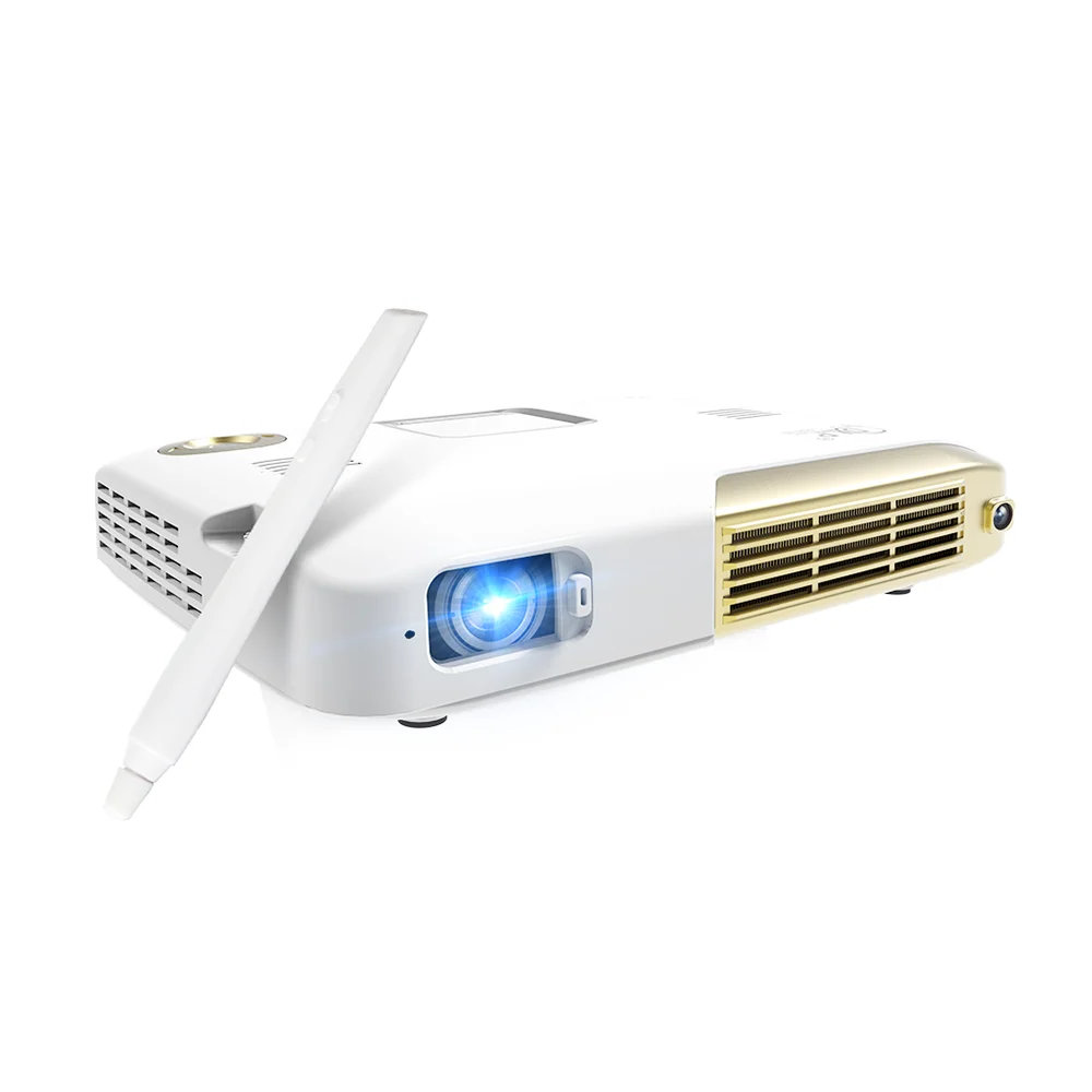 Projector Full 3D 4K Decoding Built-in Interactive Portable Projector 15000mah Battery 2500 Lumens for School/Training