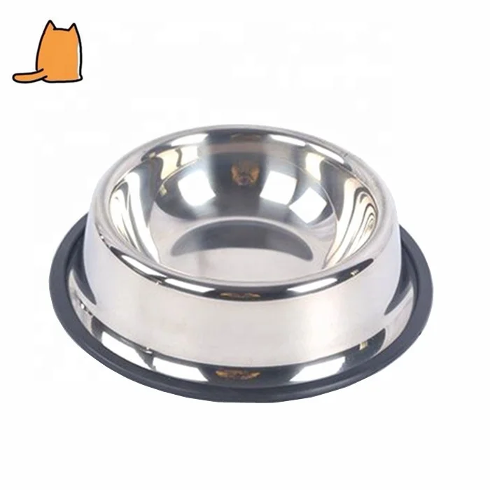 

Luxury antislip anti-bite metal dog cat stainless steel feeder bowl, Silver