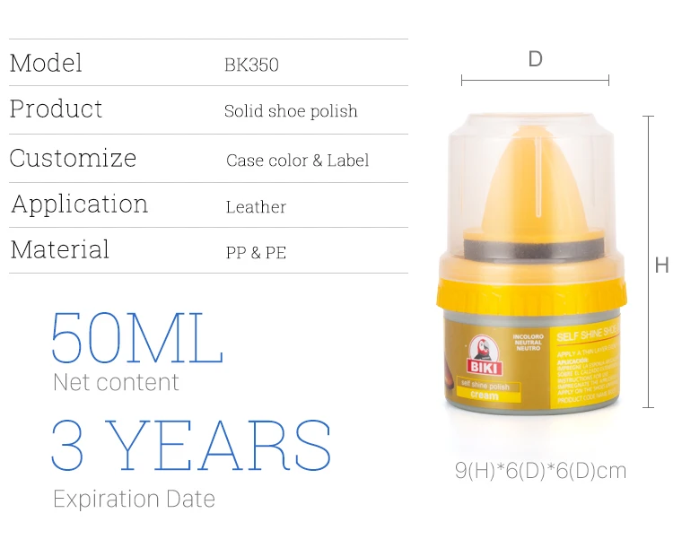 Various Colors Solid Leather Shoe Polish Carnauba Wax  Balm Polishing Plastic Jar with Sponge Brrush Cream Care Products Black