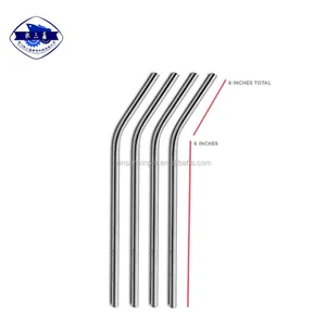 Image of Set of 4, Free Cleaning Brush Included metal Stainless Steel Drinking Straws