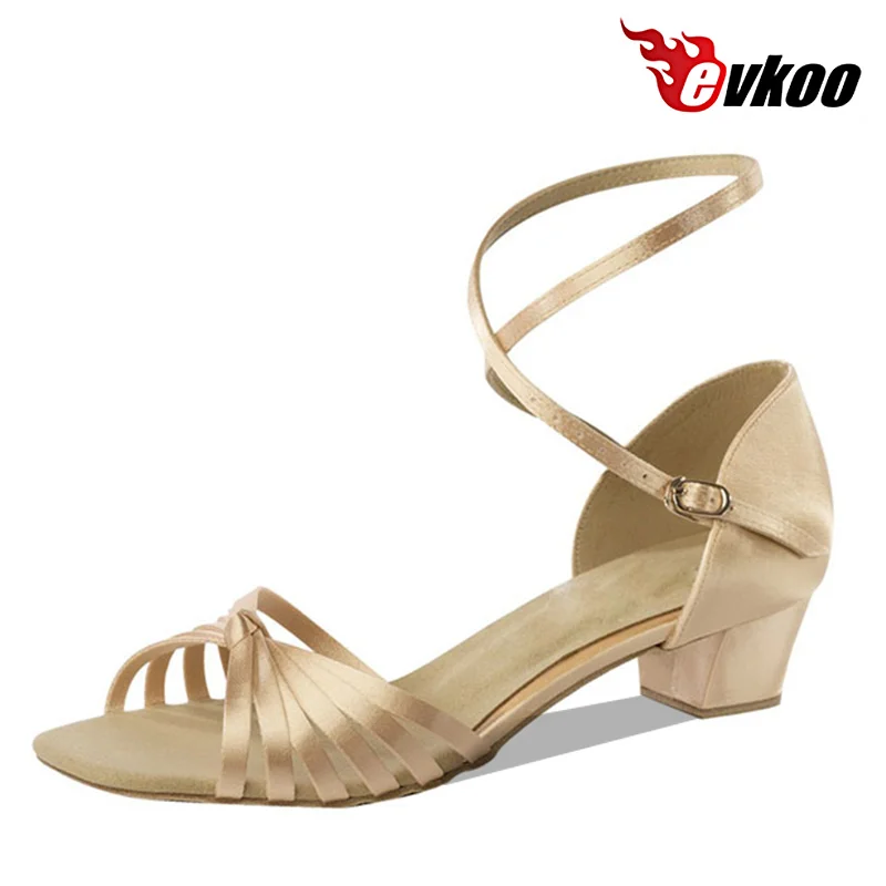 

Factory cheap Latin for girls satin long strap 3cm low heel children soft dance shoes