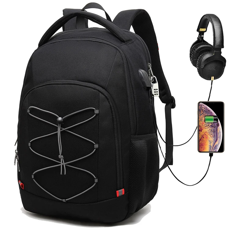 

17" Laptop Backpack Large Computer Rucksack with USB Charging and Headphone Port TSA Friendly Water Resistant Backpack Men