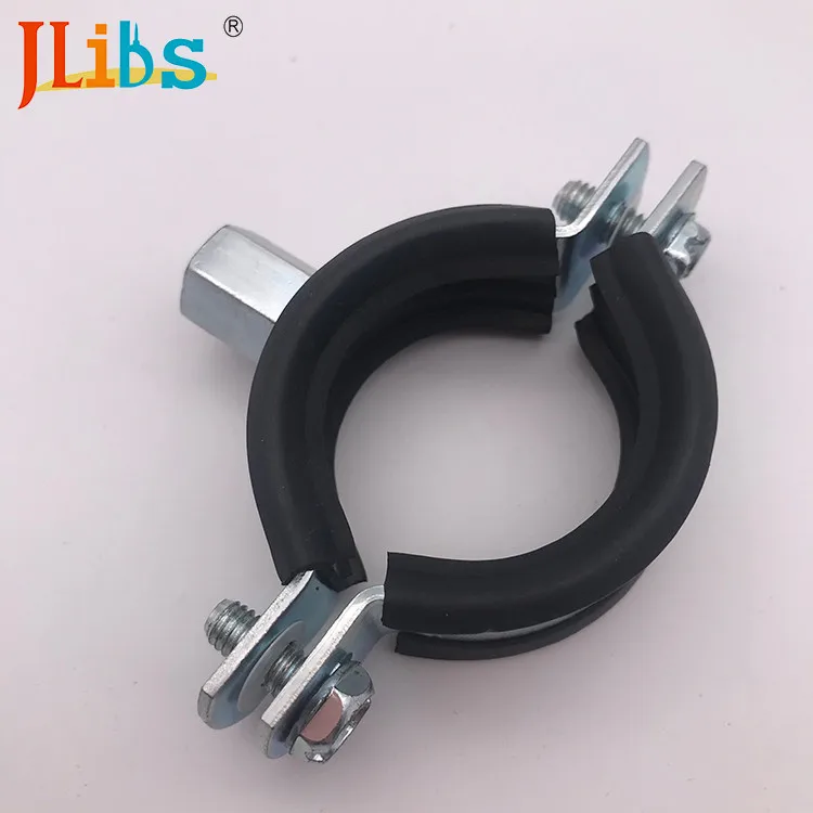 2017 New Galvanized Pipe Clamp With Rubber Cushion Rubber Pipe Clamp