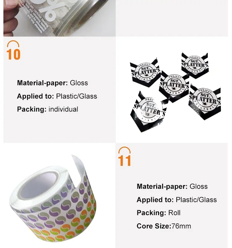 Custom Printing Vinyl Stickers Waterproof Removable Self Adhesive Label