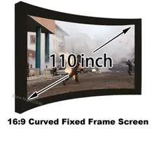 Full New HD Projector Screen 110″ Arc Fixed Frame DIY Projection Screen 16:9 Wall Mounting For 3D Cinema Theater