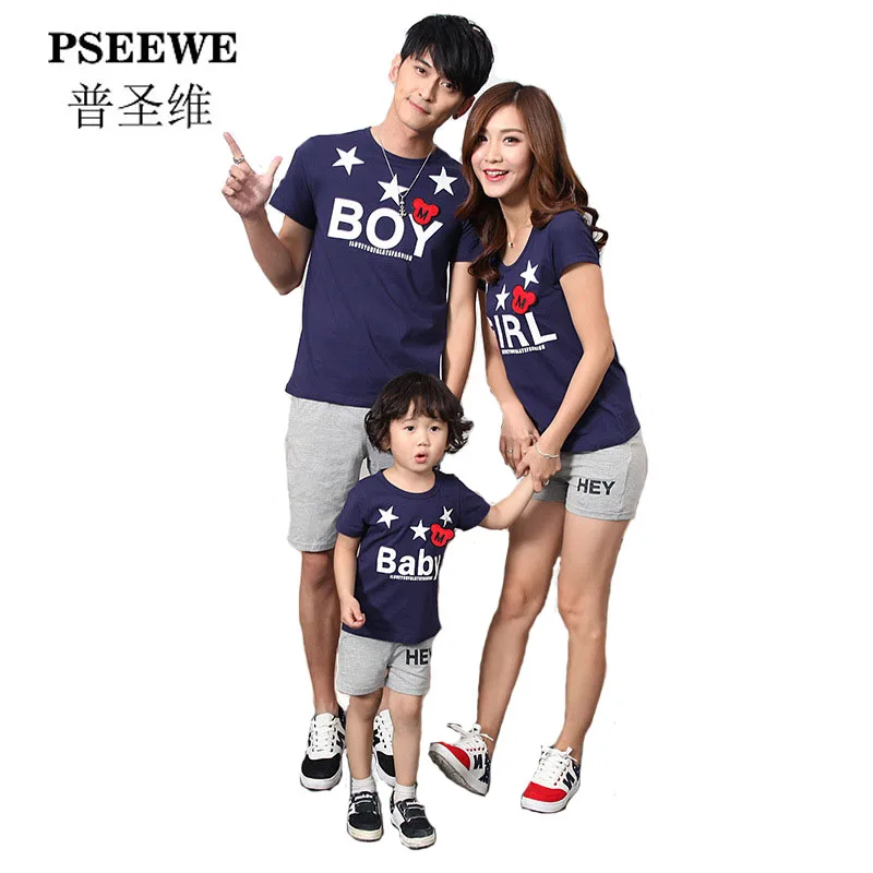 PSEEWE 2016 family matching outfits newest design family matching mother and daughter clothes father and son