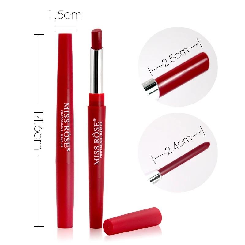 

Miss Rose Brand Lipstick Moisturizer Waterproof Makeup Matte Lipstick 2 IN 1 Lip Liner + Lipstick