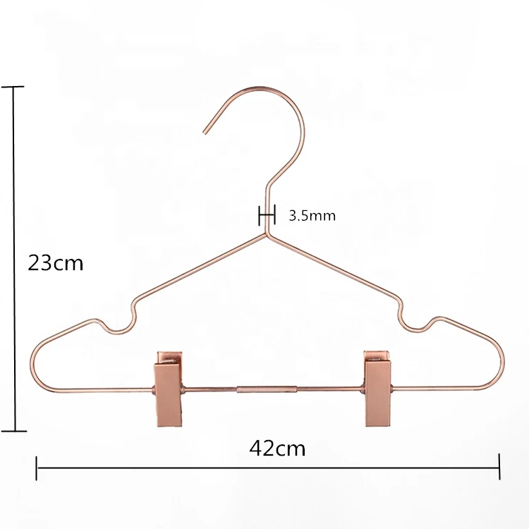 Metal Clothes Hanger With 2 Pinch Clips Non Slip Gold Rose Clothes