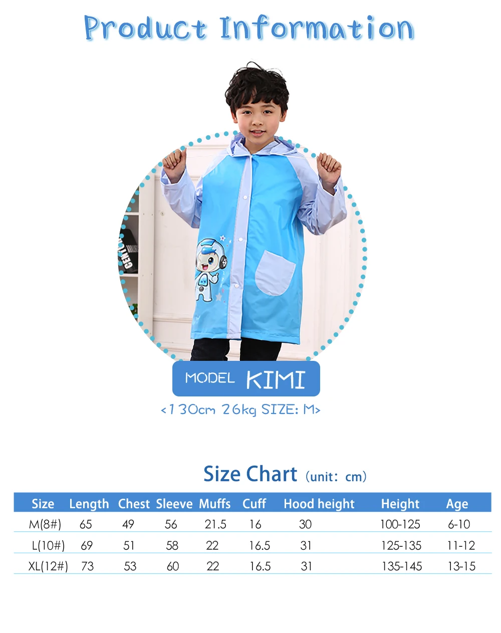Hikingblue Pvc Cartoon Waterproof Childrens Rain Coat For Kids