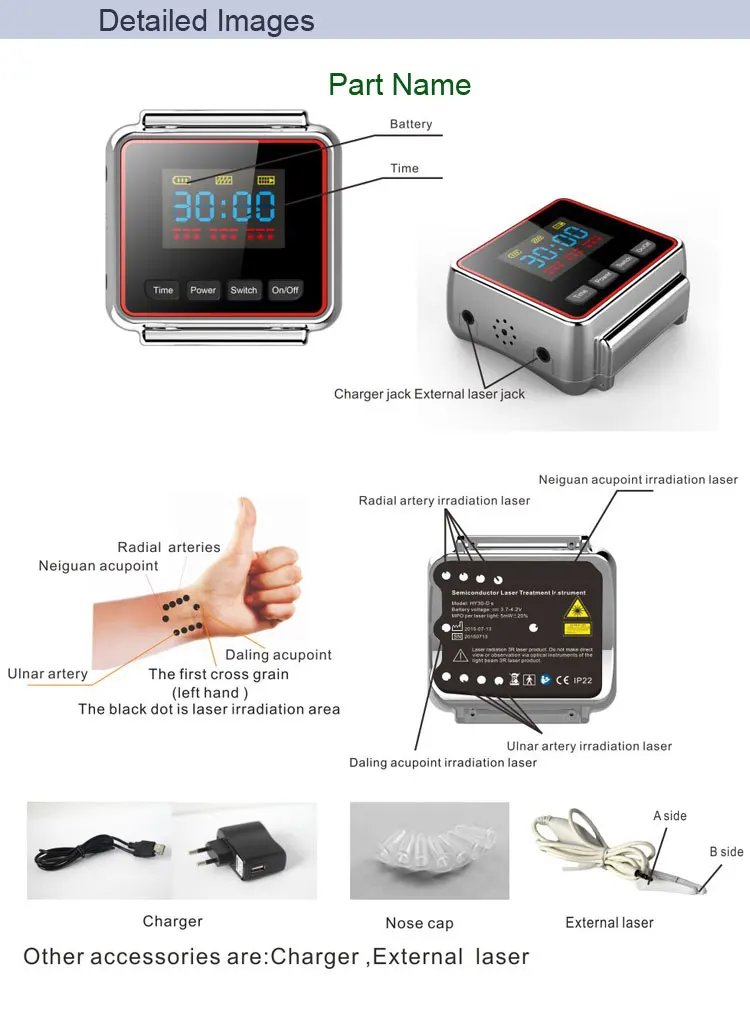 wholesale diabetic and hypertension treatment smart watch laser blood pressure reduce