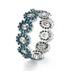 KENTURAY green stone zirconia rings jewelry women 925 sterling silver jewelry ring for daily use