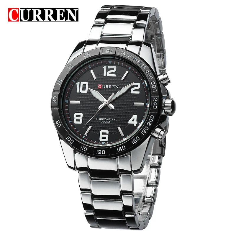 

CURREN 8107 Stainless Steel Caseback Japan Movement Watch Analog Quartz Wrist Watch, Black;white;brown