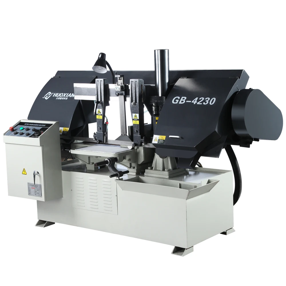
HUOXIAN GB4230 New band sawing machine semi automatic horizontal gantry band saw machine cuts metals includes a band saw blade 