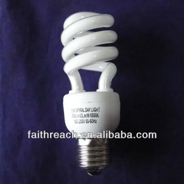 Low price!!! E27 base 11W half spiral energy saving lamp
