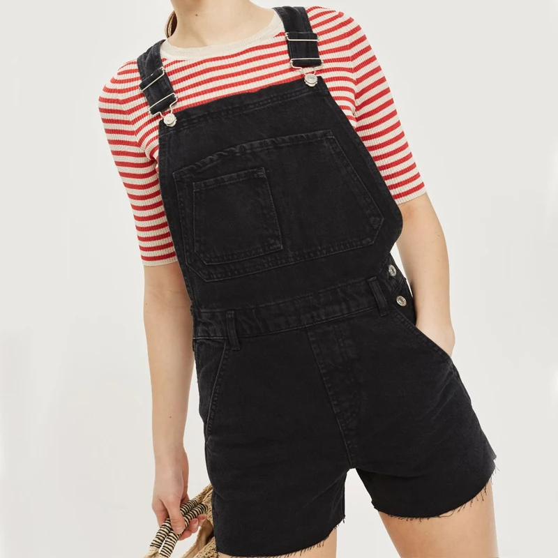 black short dungarees womens