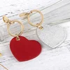 wholesale MOQ 20pcs gift wedding leather heart key chain, key holder for bags and cars, key ring
