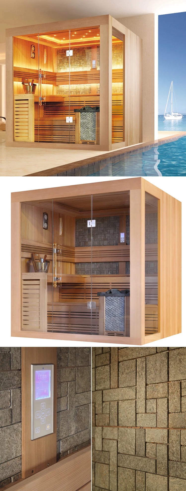 Hssr1247 Infrared Sauna Cabin/ Full Glass Wall Sauna Room/ Glass Sauna