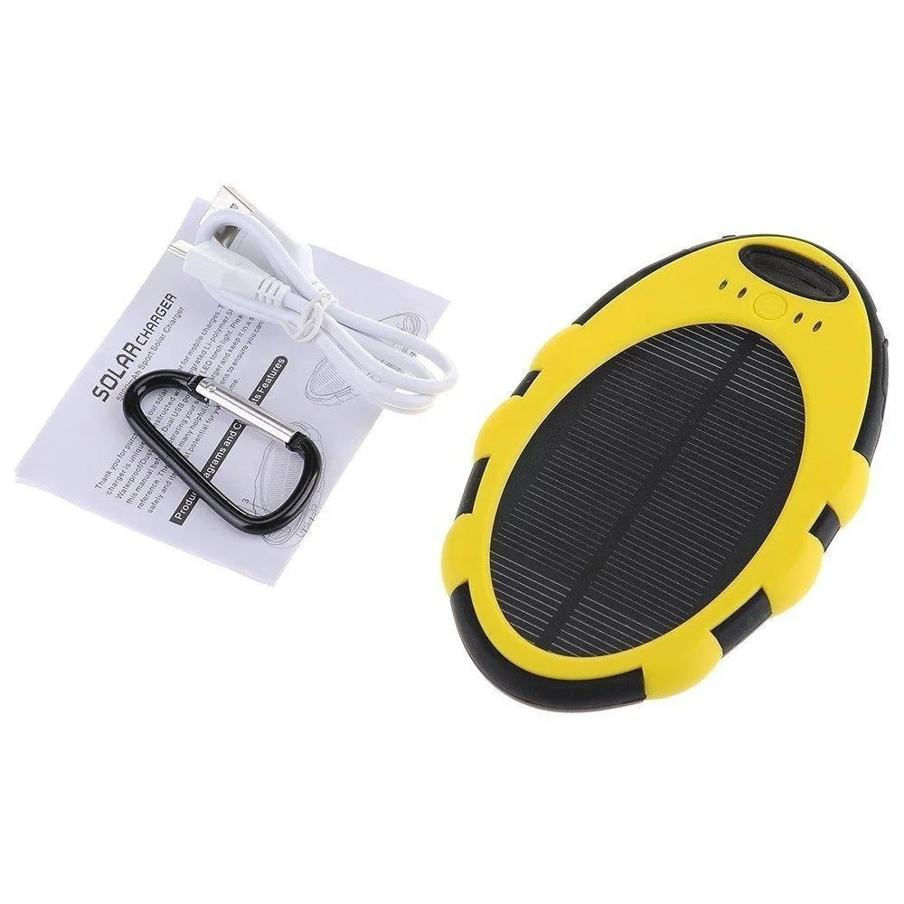 

China 2019 new Waterproof portable solar charge 5000mah cell phone battery charger power bank, Black, blue, green, yellow