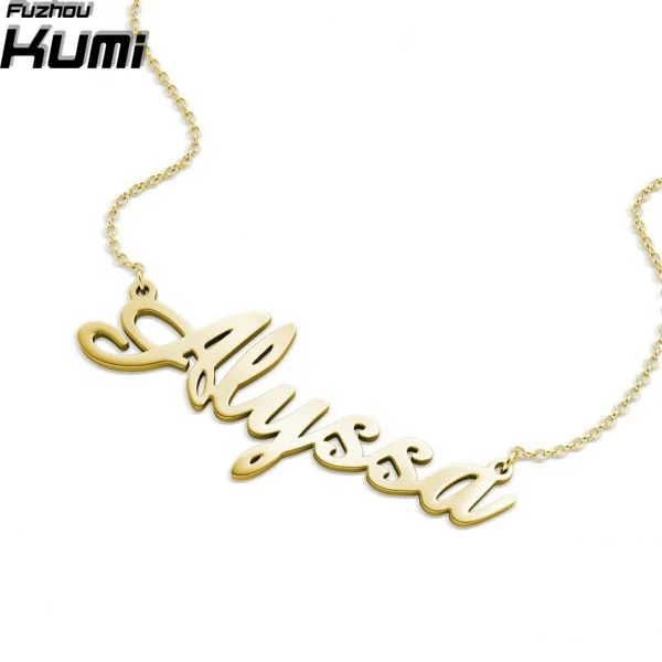 

925 Solid Silver Gold Personalized Custom Name Pendant Necklace  Cursive Nameplate Necklace For Birthday Gift, Silver /white/yellow/rose gold