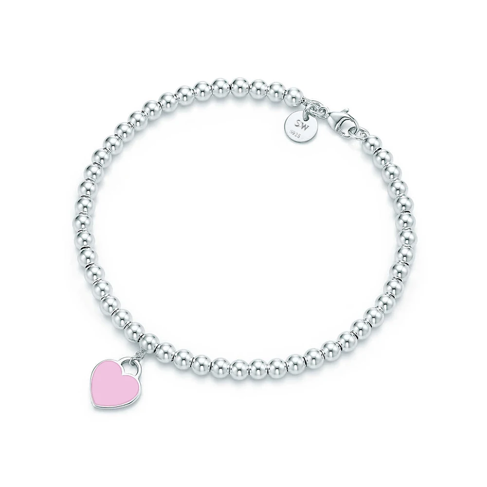 Heart Shape 925 Sterling Silver Charm Bracelet - Buy Silver Bracelet ...
