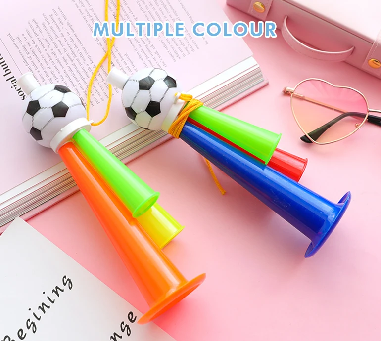 Chengji Accessories Promotional Football Fans Sport Cheer Air Horn Plastic Blow Colorful Cone Football Air Cheering Fan Horn