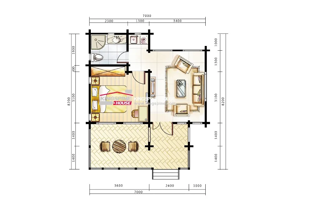 
Prefabricated Luxury Log Home KPL-007 