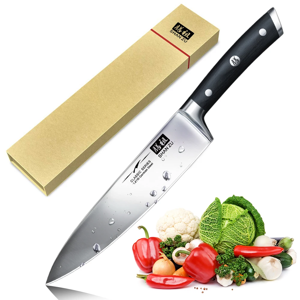 

SHAN ZU Professional Kitchen Knife X50CrMoV15 Stainless Steel 8 inch Chef's Knife with Ergonomic Pakkawood Handle