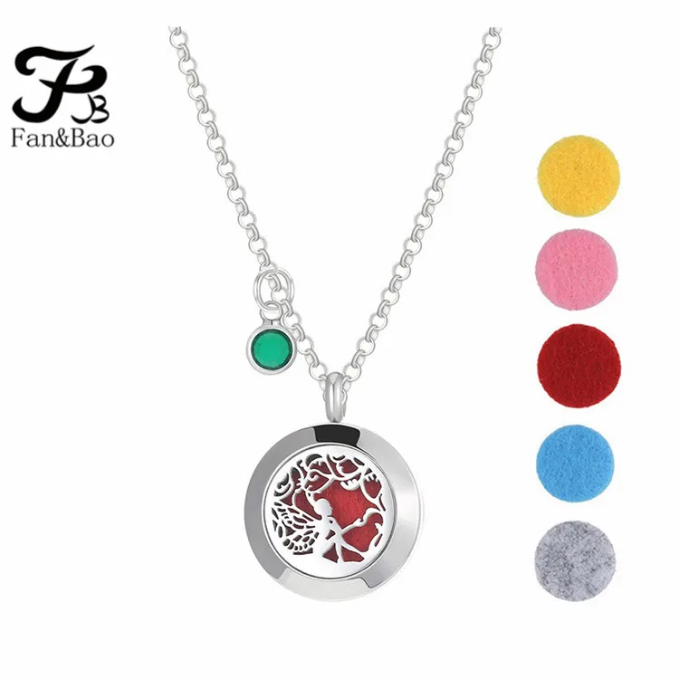 

Stainless Steel Aromatherapy Locket Pendant Essential Oil Necklace Perfume Diffuser Jewelry Women