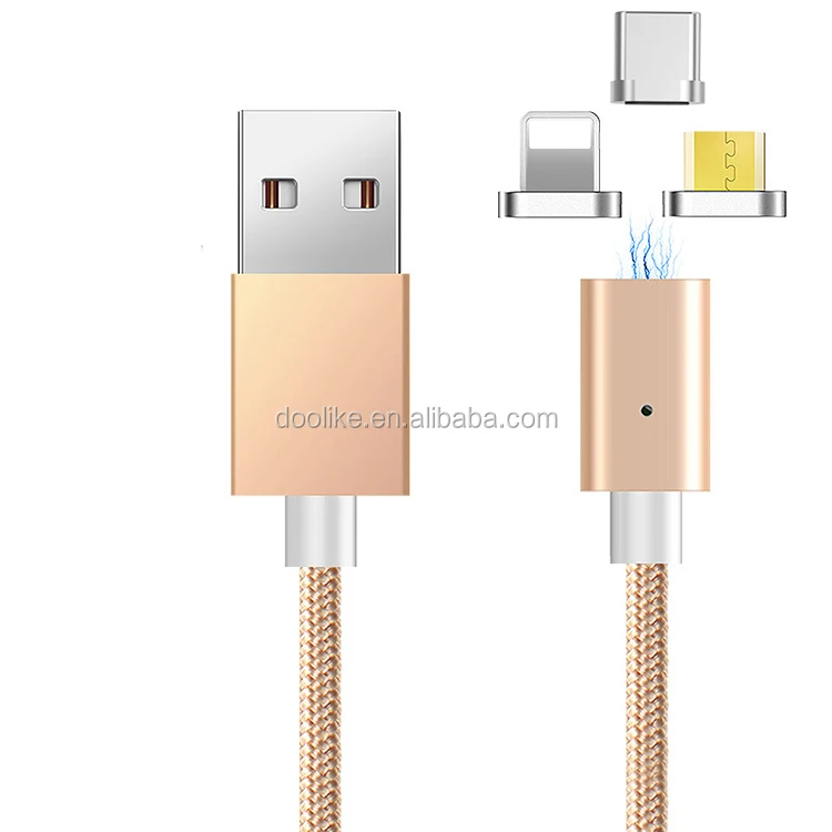 

Doolike 3.1 type c cable magnetic micro usb charging usb cable, Gold/silver/gray