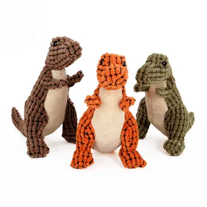 Image of Wholesale Non-Toxic Eco-friendly Interactive Natural Squeaky Dinosaur Animal Plush Dog Chew Toys