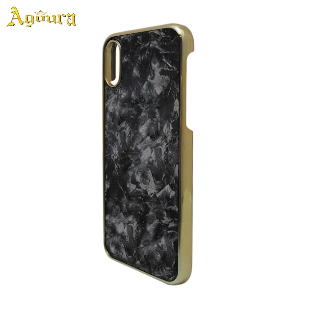 

Real forged carbon fiber electroplating gold PC mobile phone cover case for iPhone X, Black + gold, black