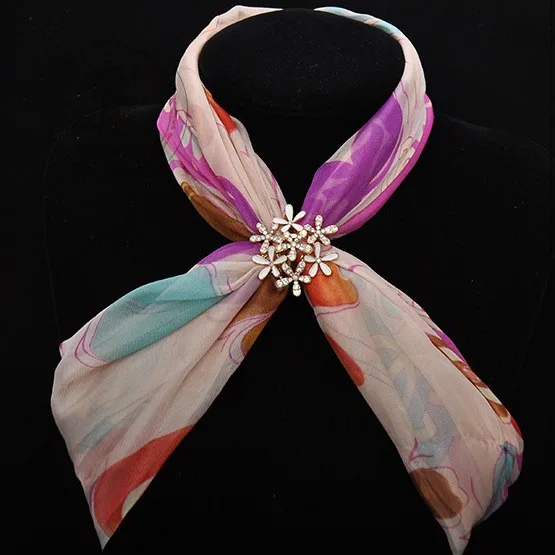 

Fancy Charming Five-petaled Flower Three Ring Scarf Buckle, Gold