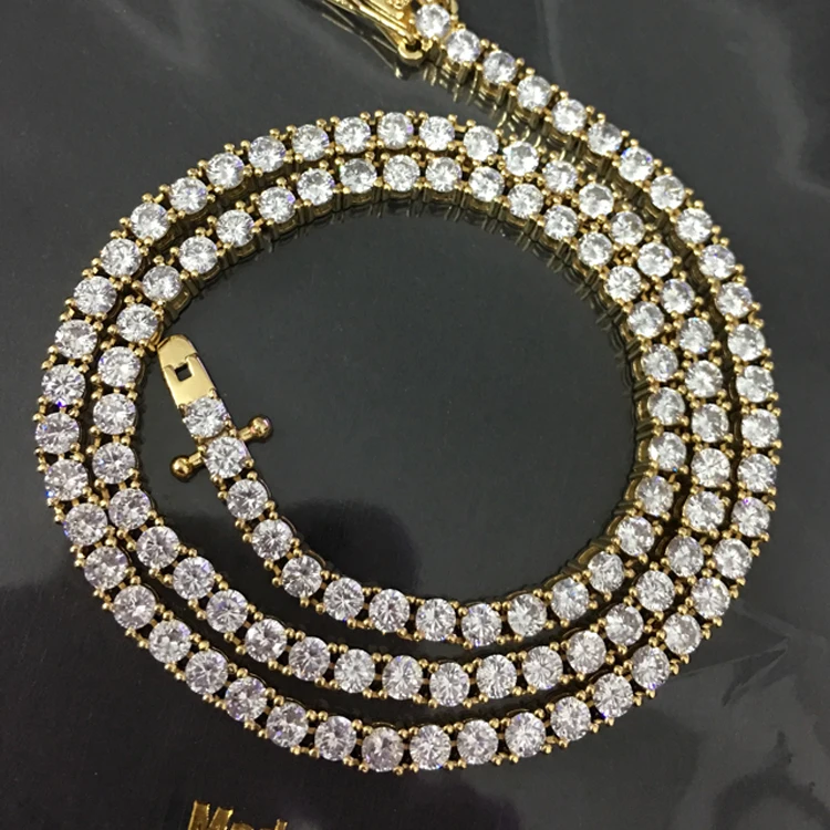 

women silver necklace cz diamond tennis chain cubic zirconia 2.5mm